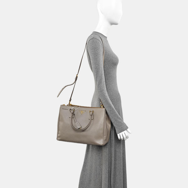 Galleria Large Saffiano Calfskin Gray