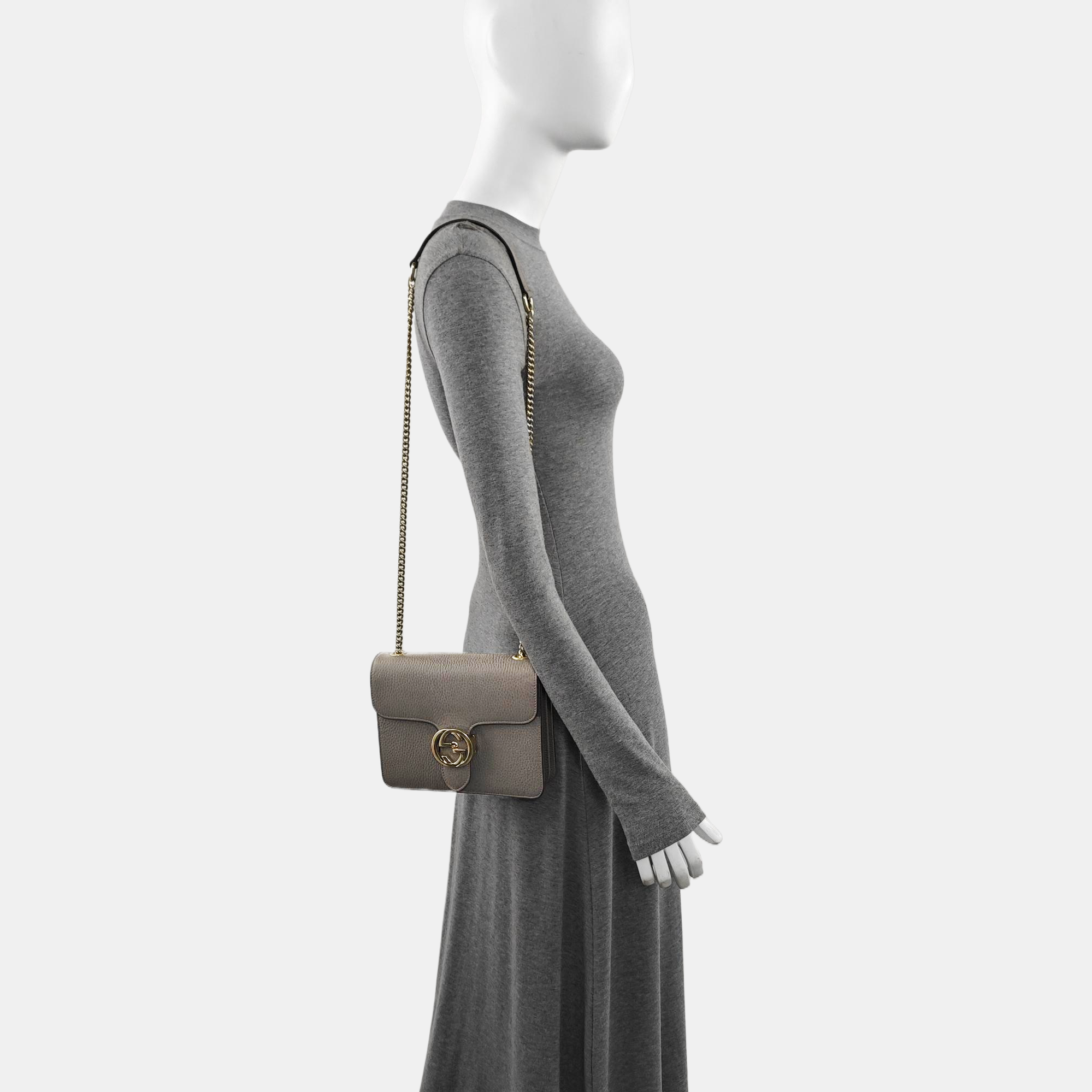 Interlocking G Small Calfskin Gray