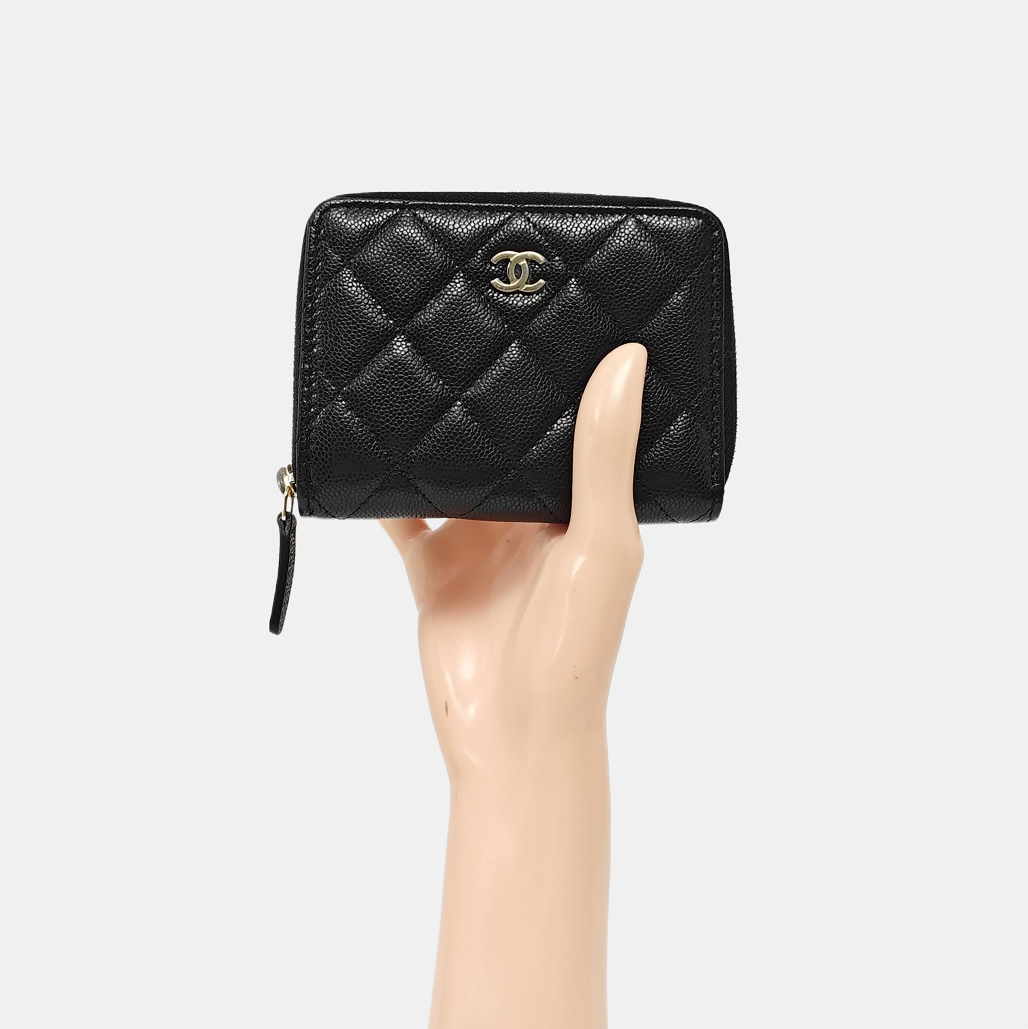 Quilted Grained Calfskin Wallet Black