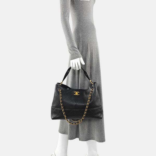 Quilted Calfskin Tote Bag Black