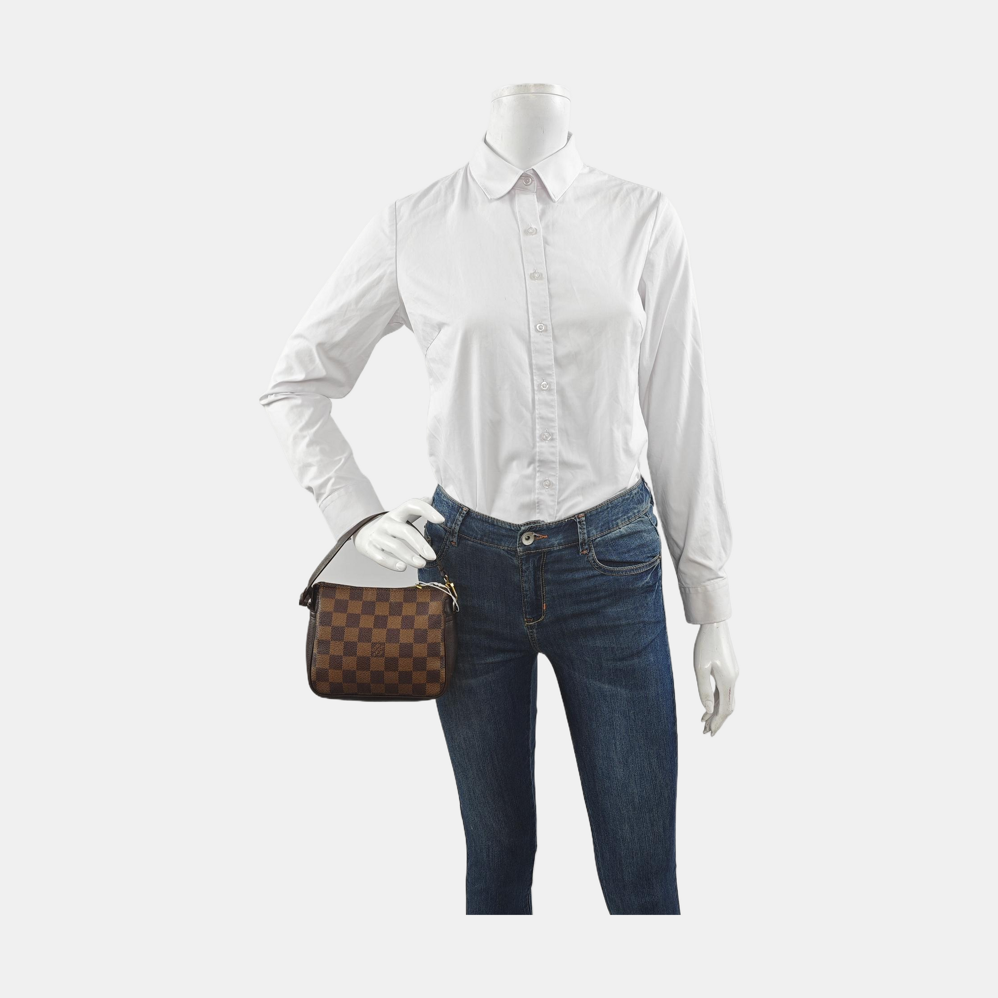 TROUSSE MAKE UP Damier Ebene Coated Canvas Brown