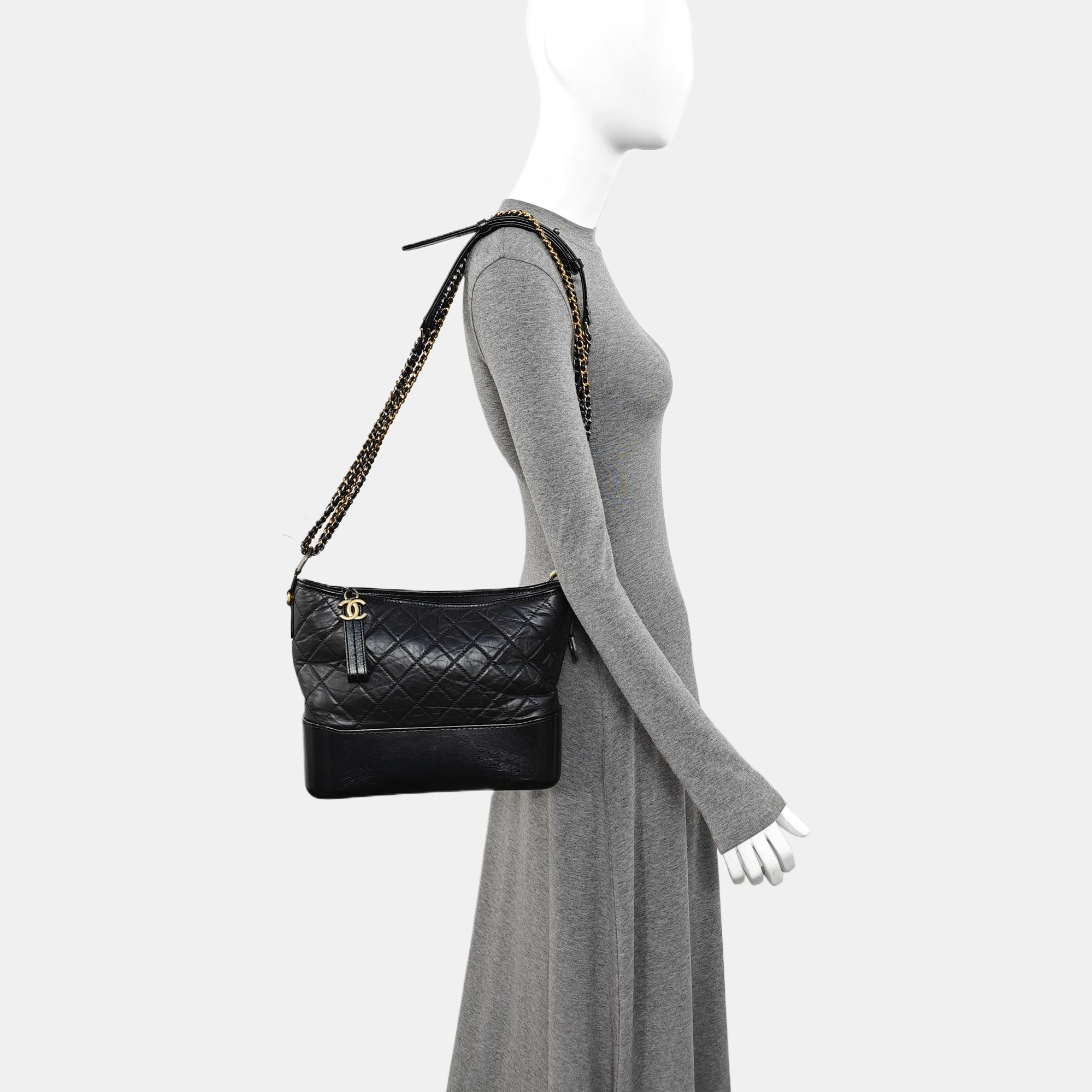 GABRIELLE Medium Quilted Calfskin Black