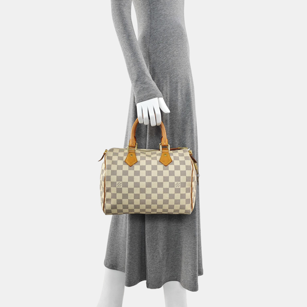 SPEEDY 25 Damier Azur Coated Canvas White