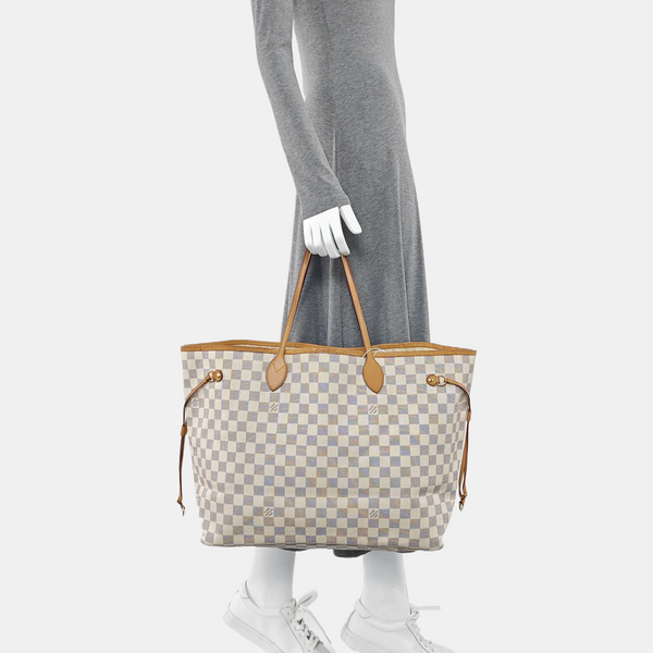 NEVERFULL GM Damier Azur Coated Canvas White