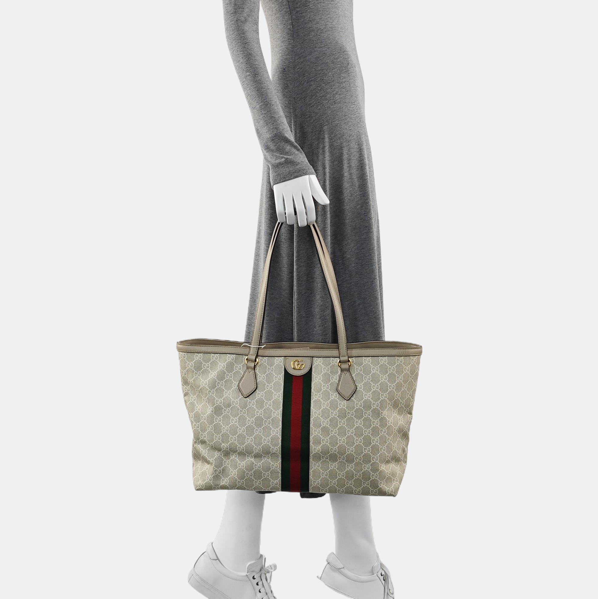 Ophidia Medium Monogram Coated Canvas Beige