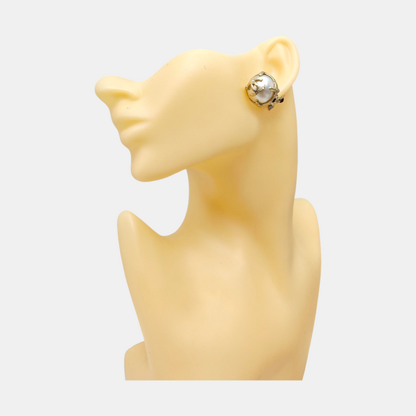 Metal White Clip On Earrings