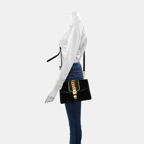 Sylvie Small Monogram Velvet Black