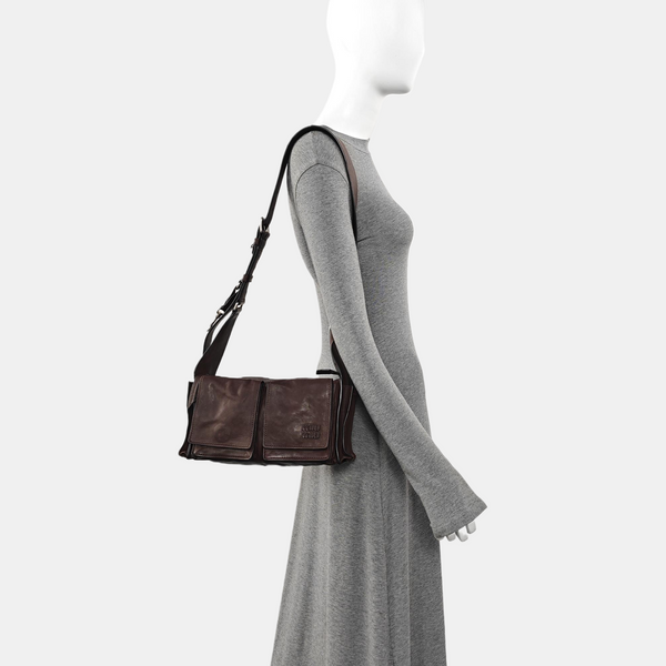 Lambskin Shoulder Bag Brown