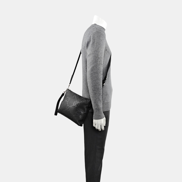 Monogram Leather Shoulder Bag Black