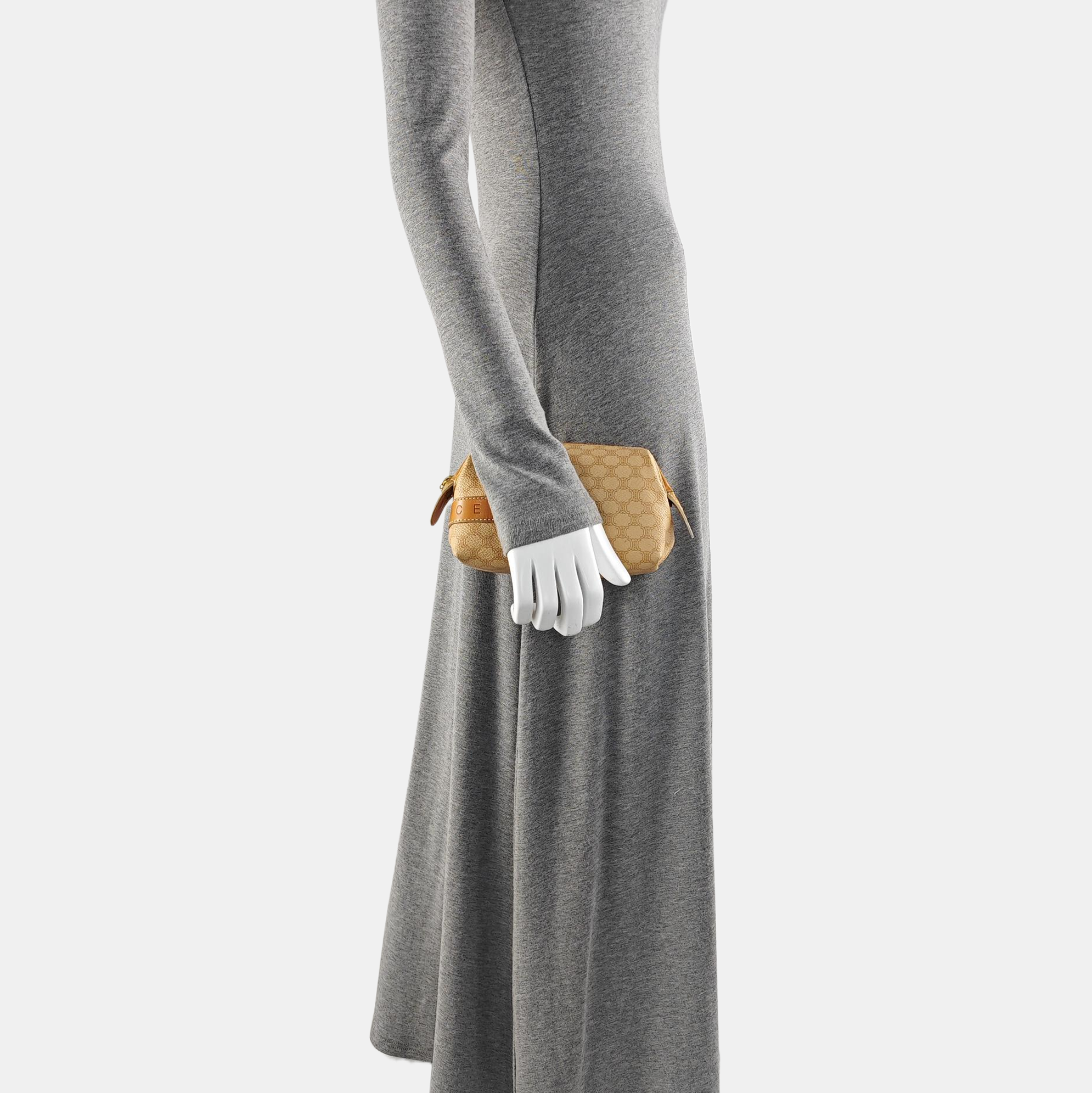 Coated Canvas Clutch Brown
