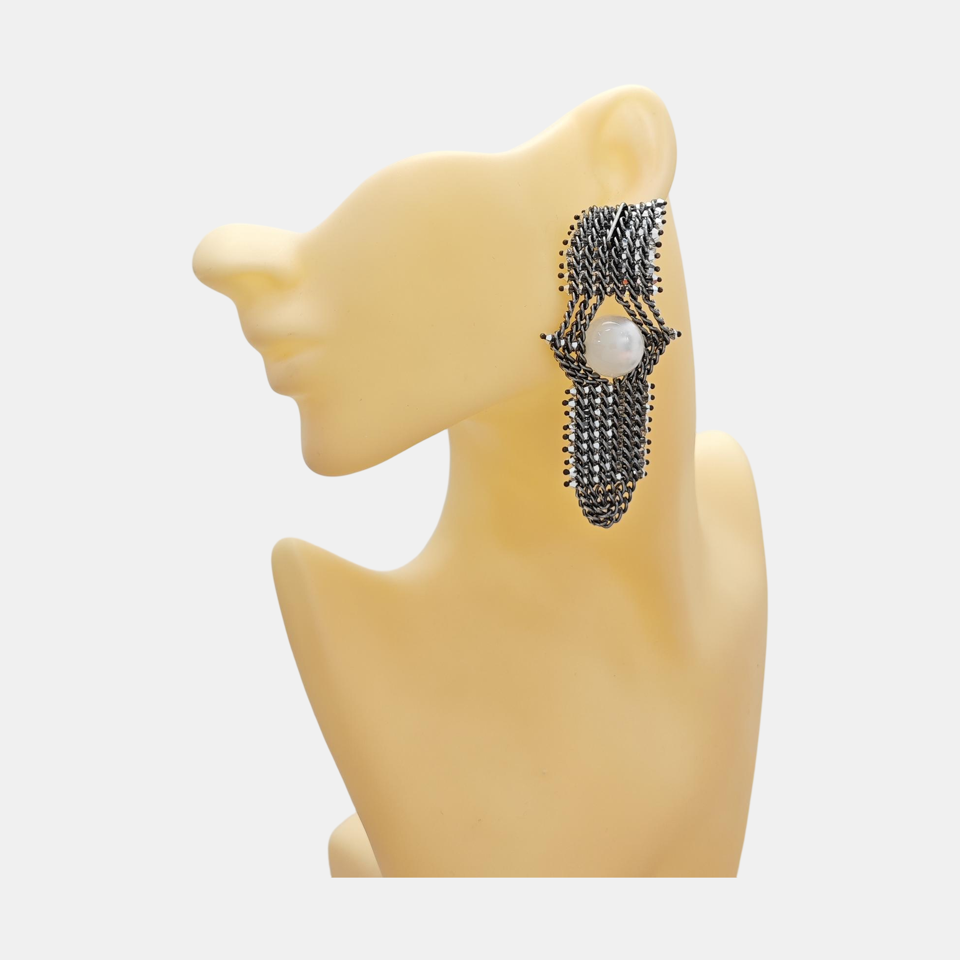 Metal Gray Clip On Earrings