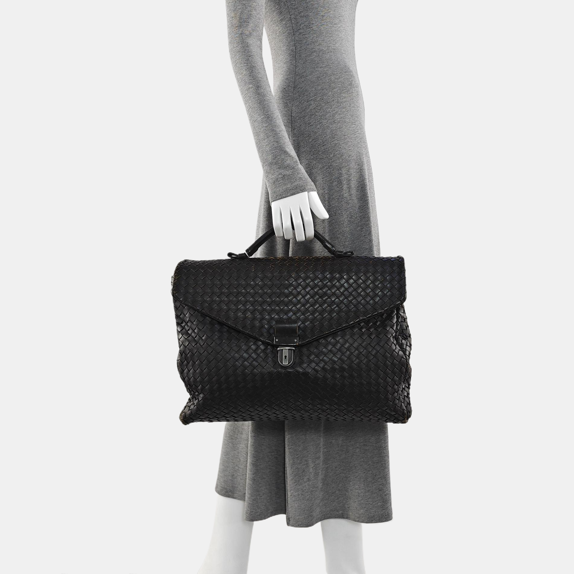 Calfskin Top Handle Bag Brown
