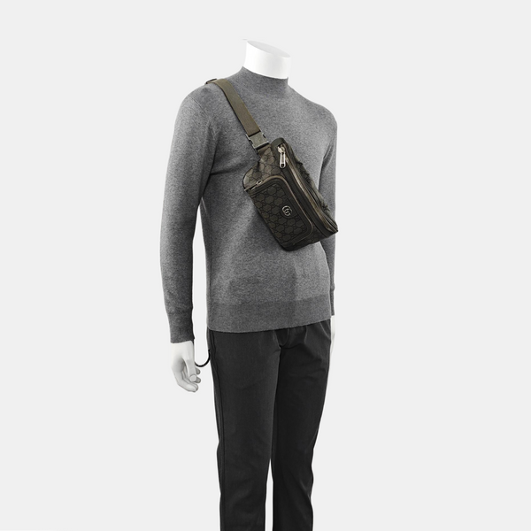 Ophidia Small Monogram Coated Canvas Gray