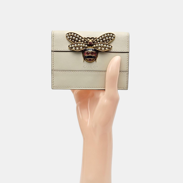 Queen Margaret Calfskin White Card Holder