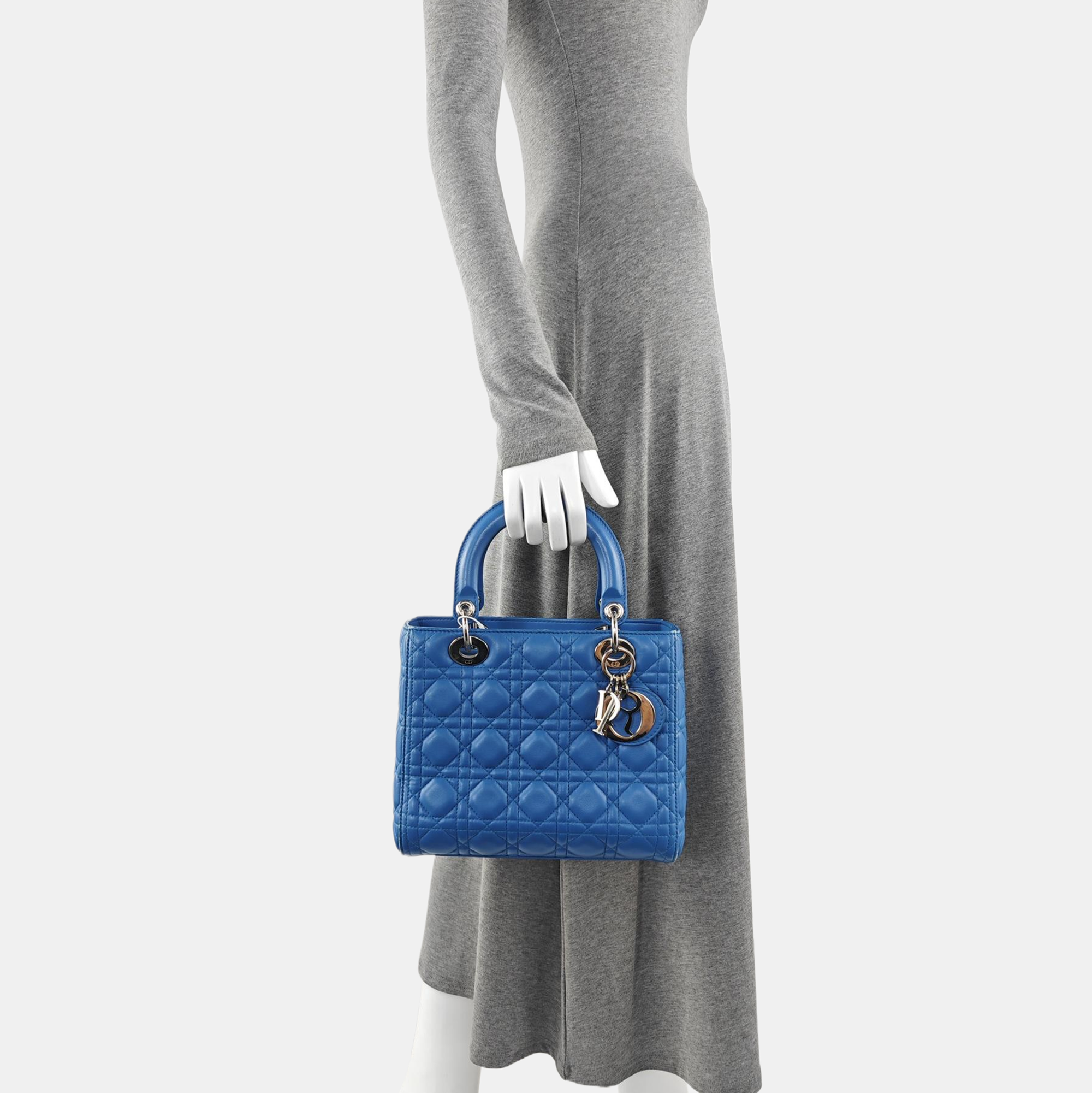 Lady Dior Medium Cannage Lambskin Blue