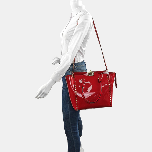 Rockstud Patent Leather Red