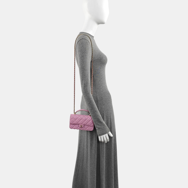 Quilted Lambskin Shoulder Bag Pink