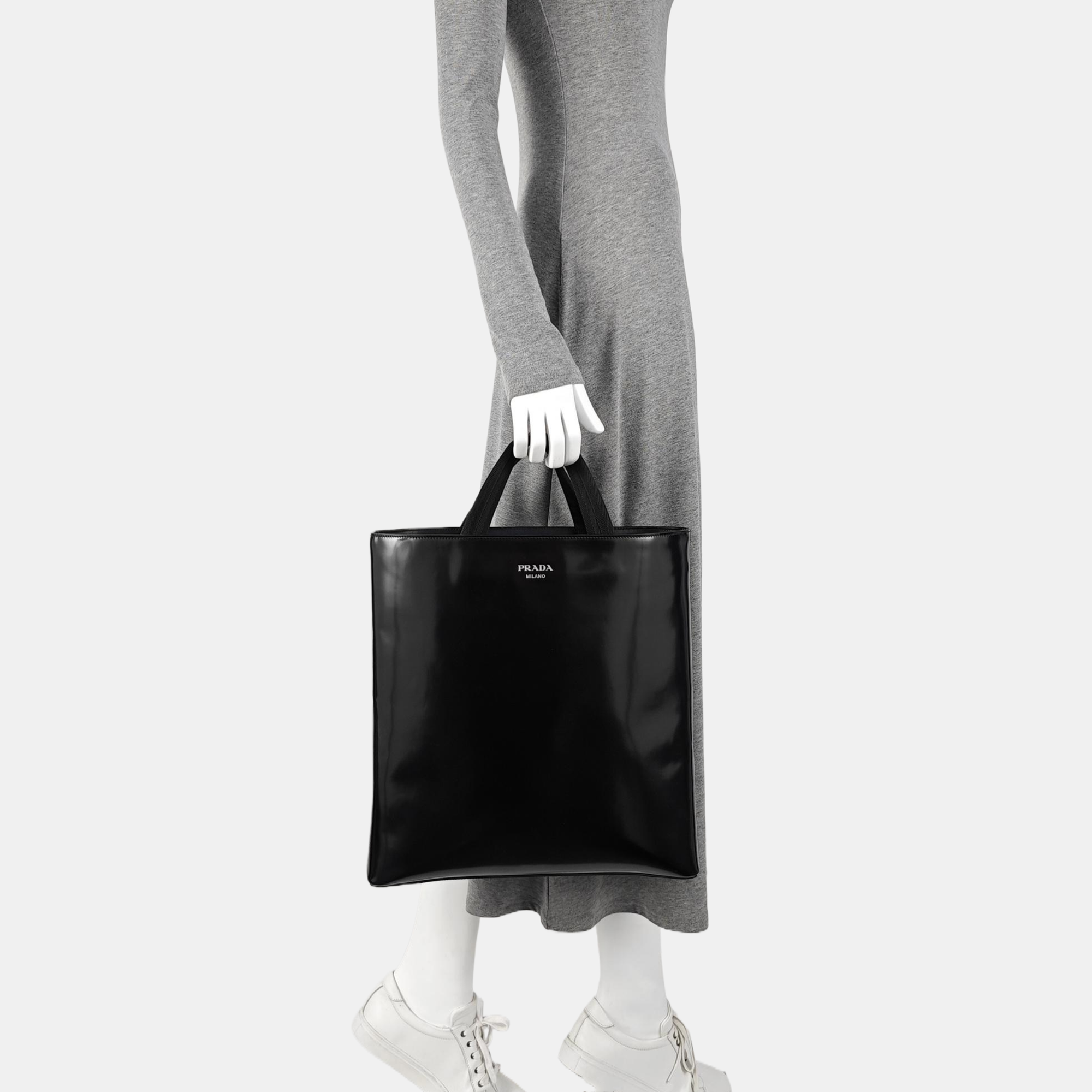 Calfskin Top Handle Bag Black