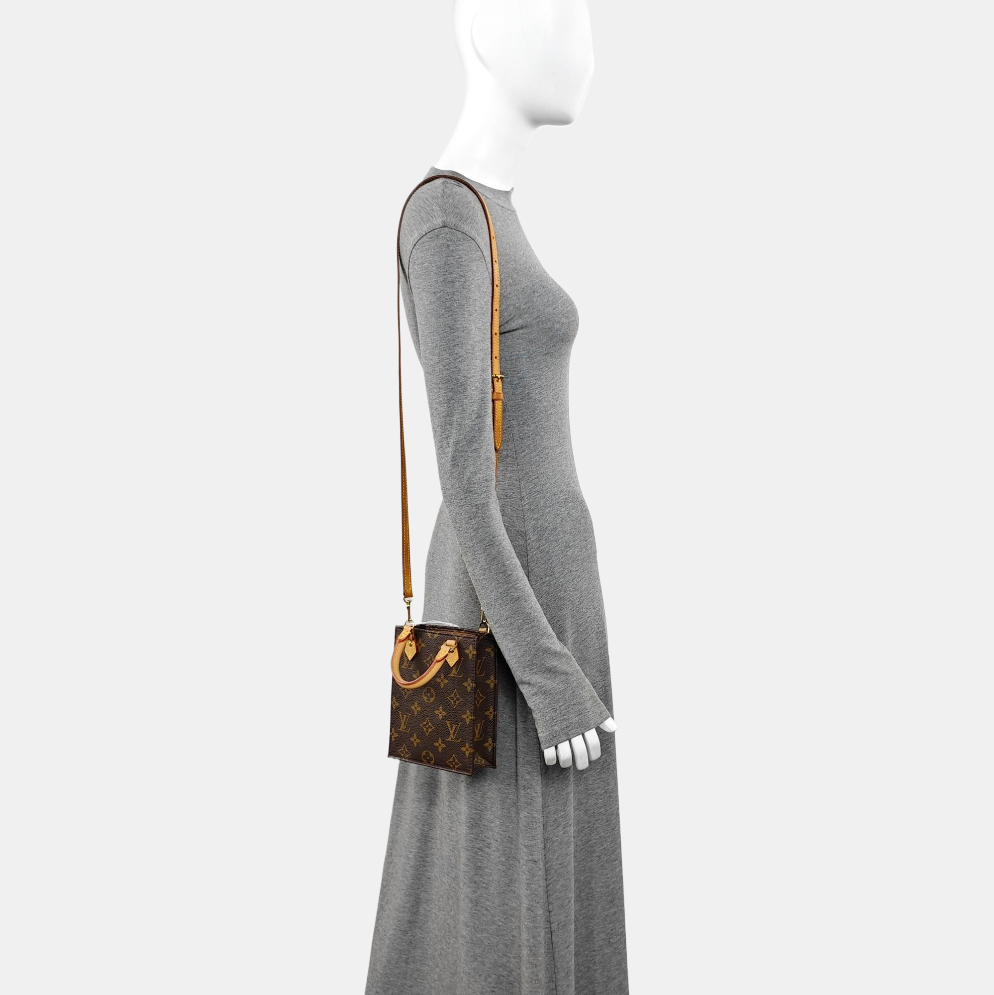 SAC PLAT Mini Monogram Coated Canvas Brown