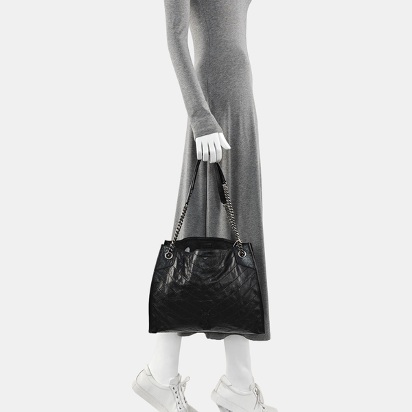 NIKI Medium Chevron Calfskin Black