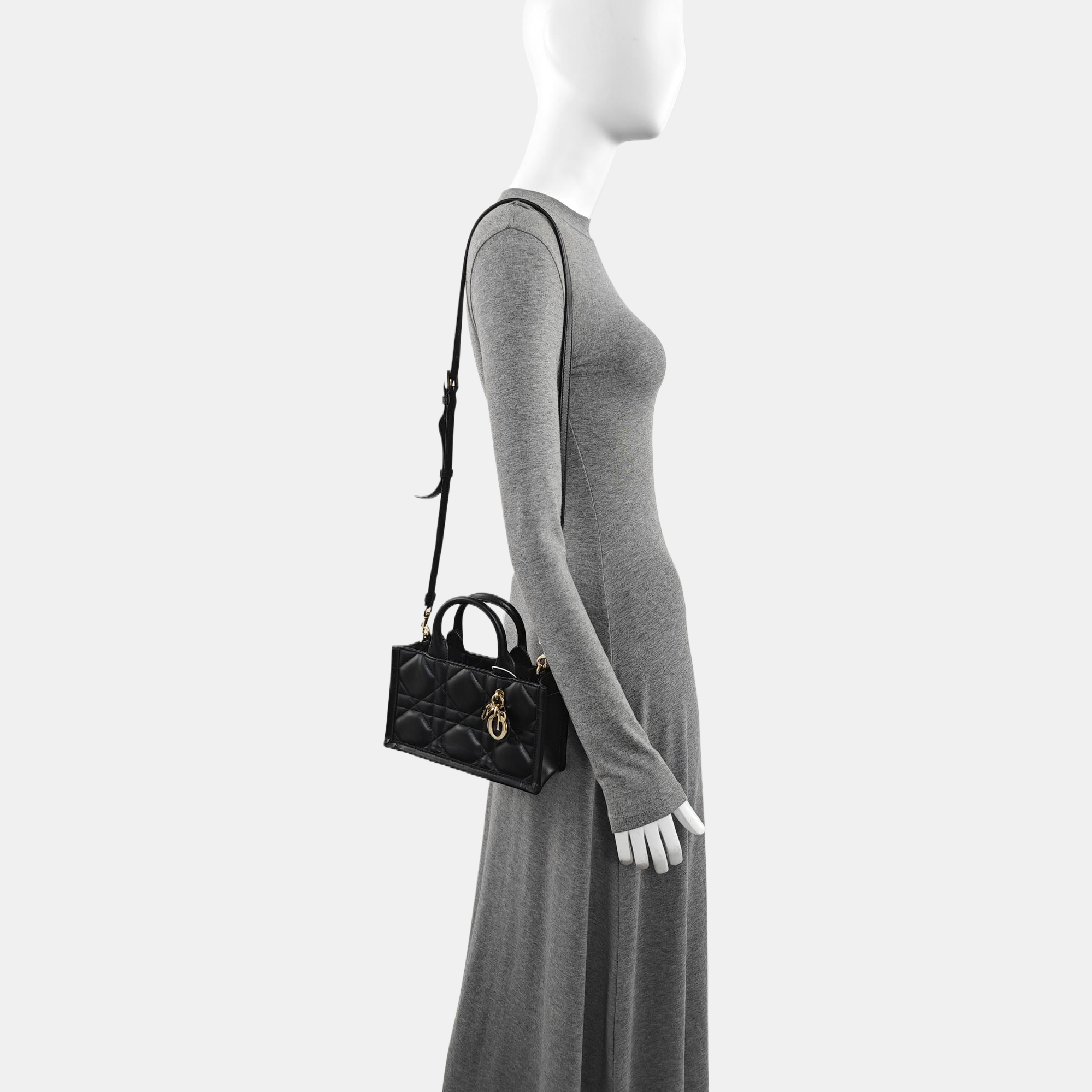 Lady D-Joy Mini Cannage Calfskin Black