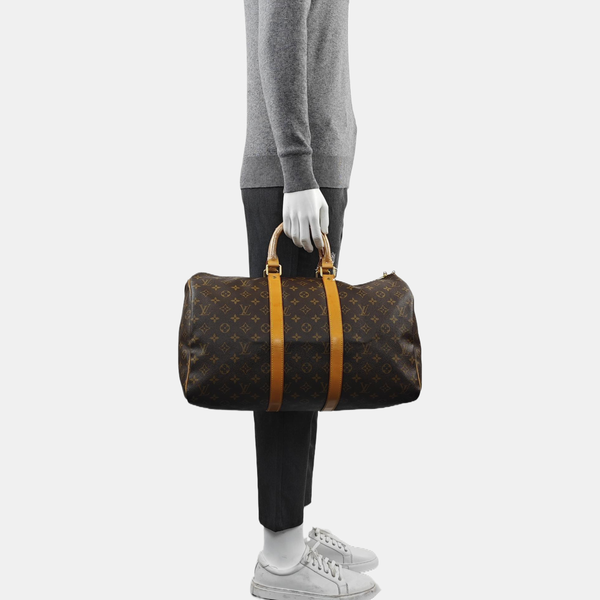 KEEPALL 45 Monogram Coated Canvas Brown