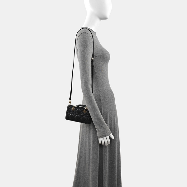 Lady D-Joy Super Mini Cannage Lambskin Black