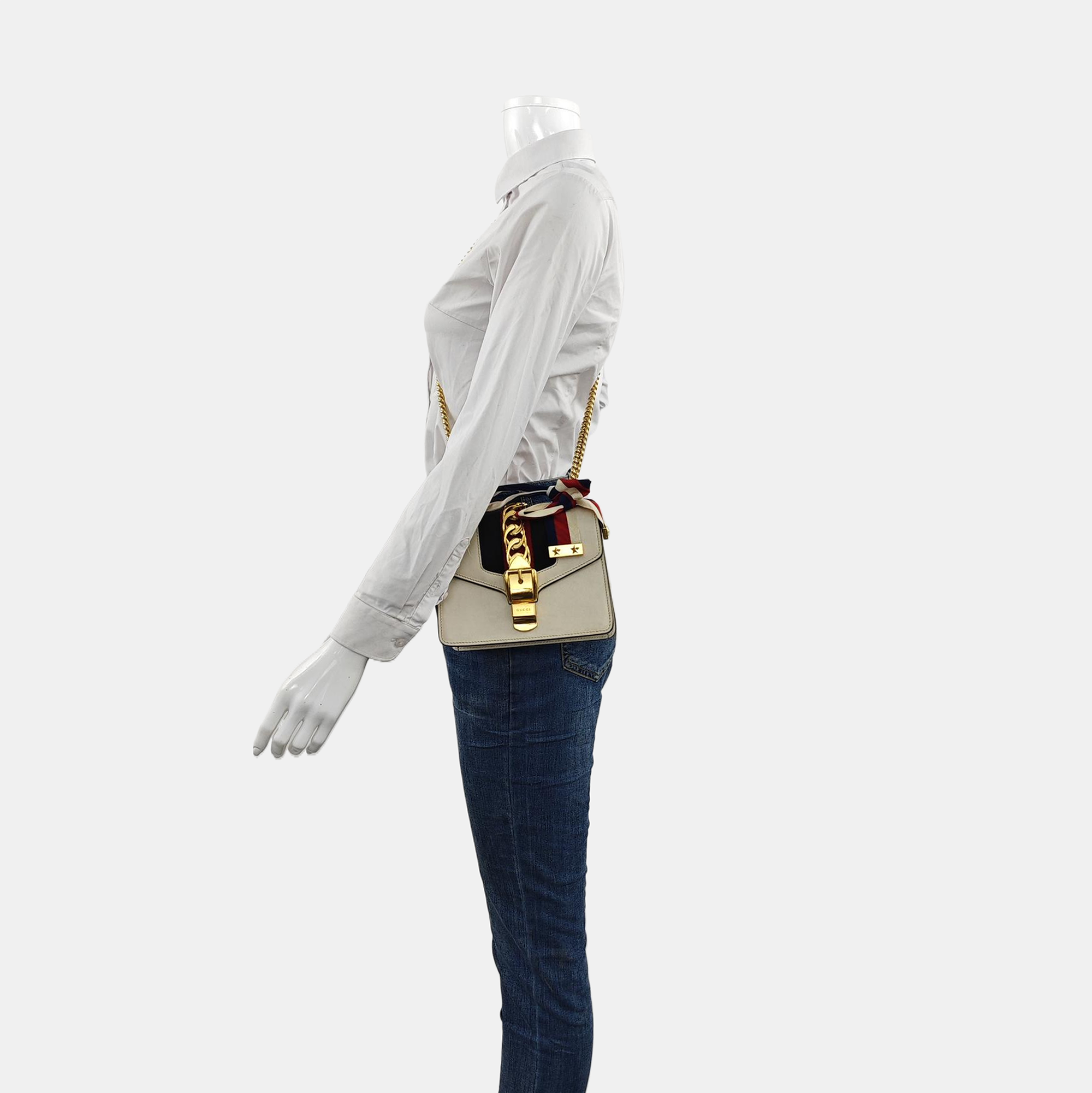 Authenticated pre-owned  Sylvie Mini Calfskin White - Shoulder Bag at Looply