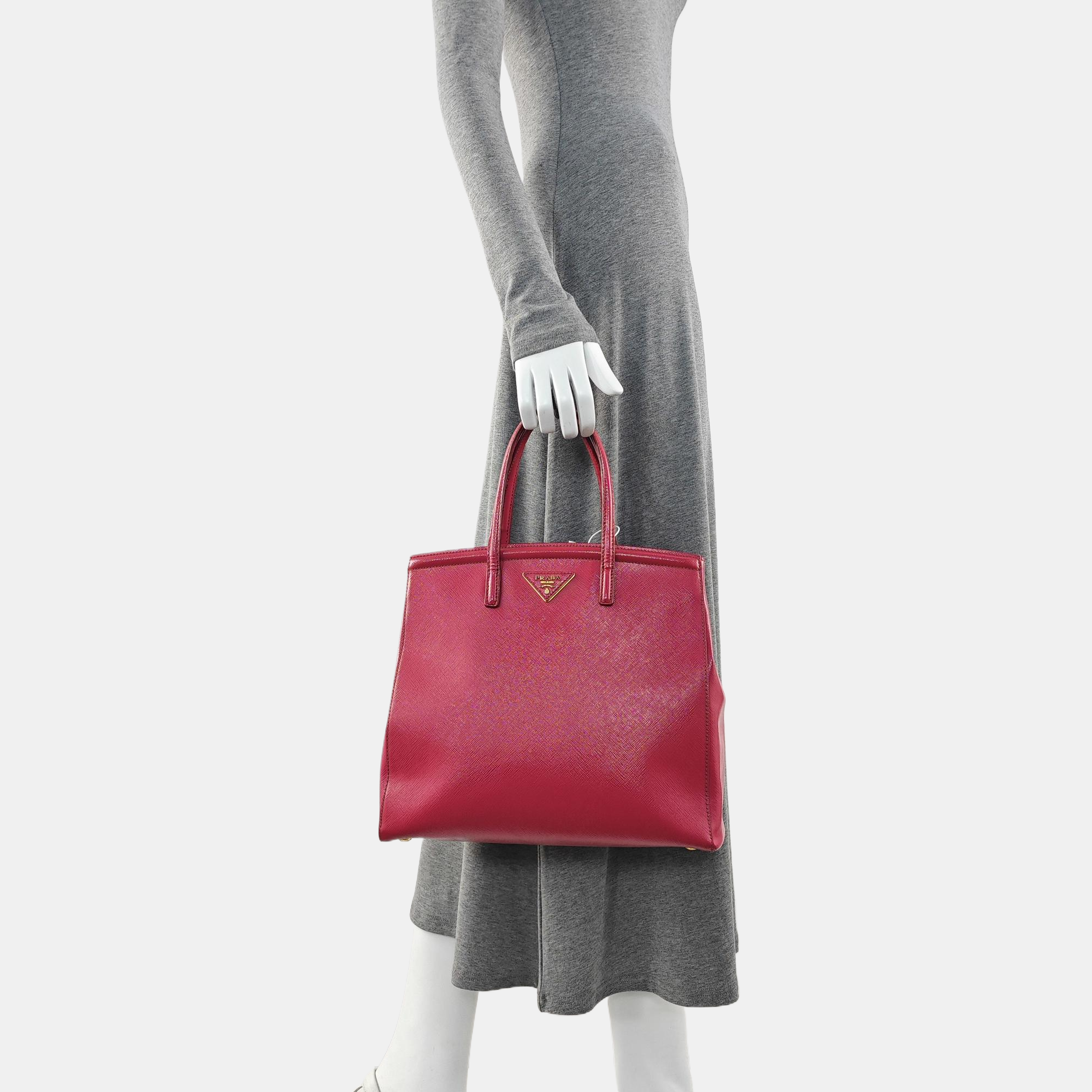 Saffiano Calfskin Top Handle Bag Red