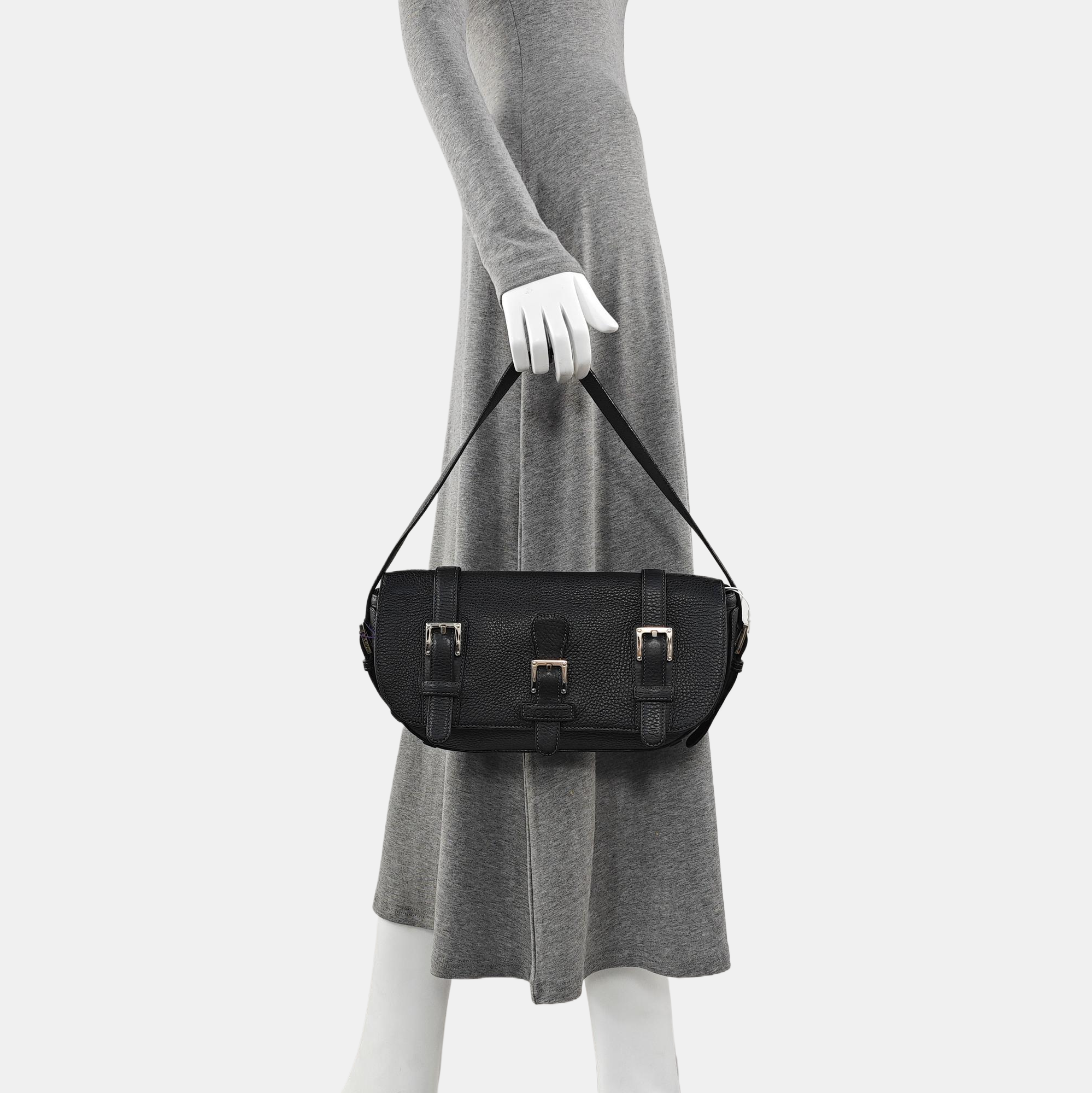 Calfskin Top Handle Bag Black