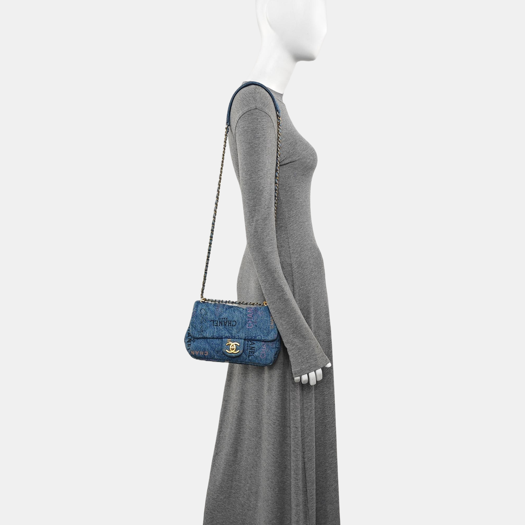 CLASSIC FLAP Mini Quilted Denim Blue