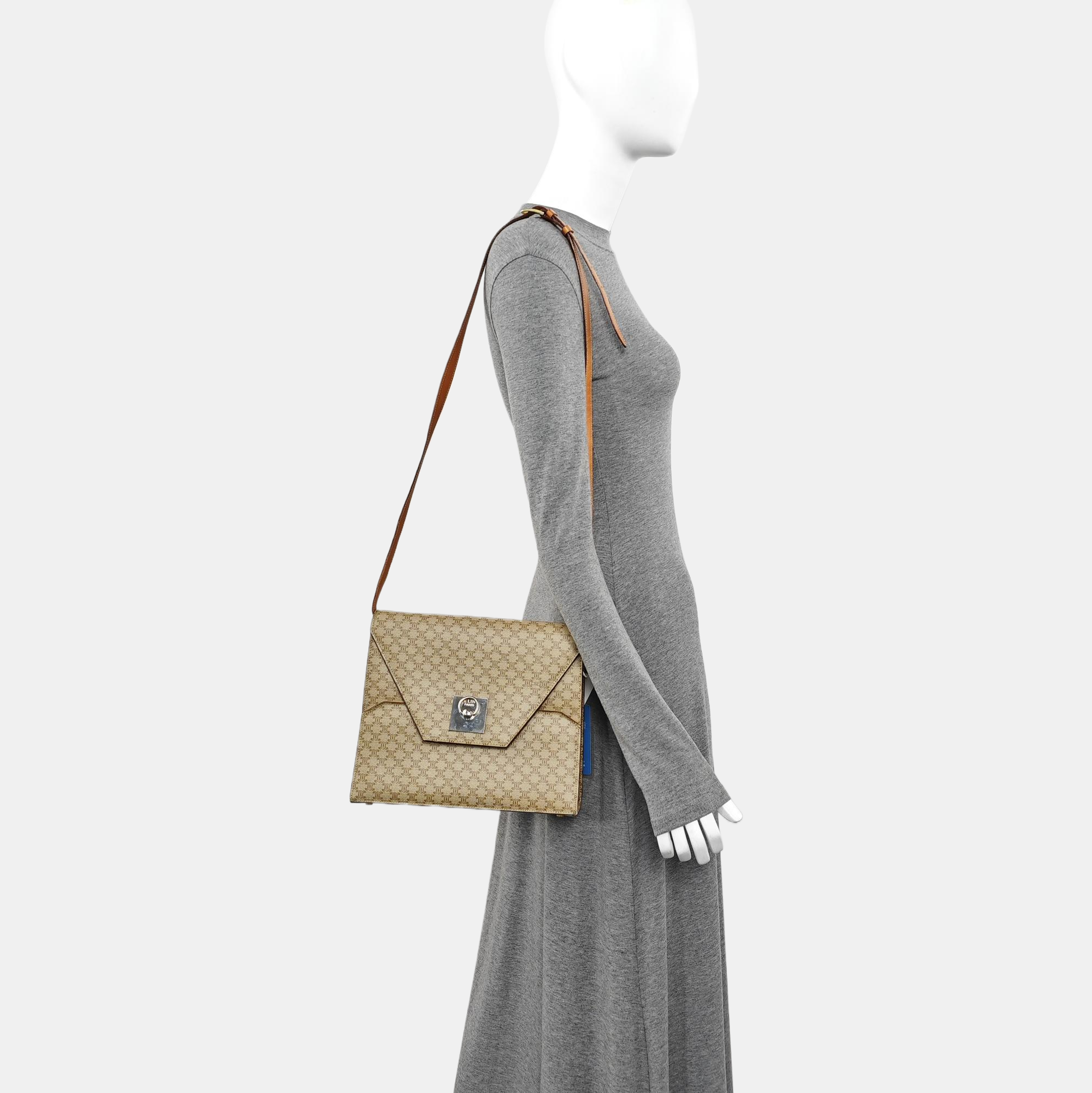 Coated Canvas Shoulder Bag Beige