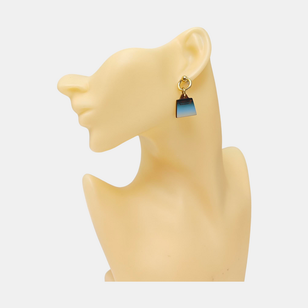 Metal Blue Stud Earrings