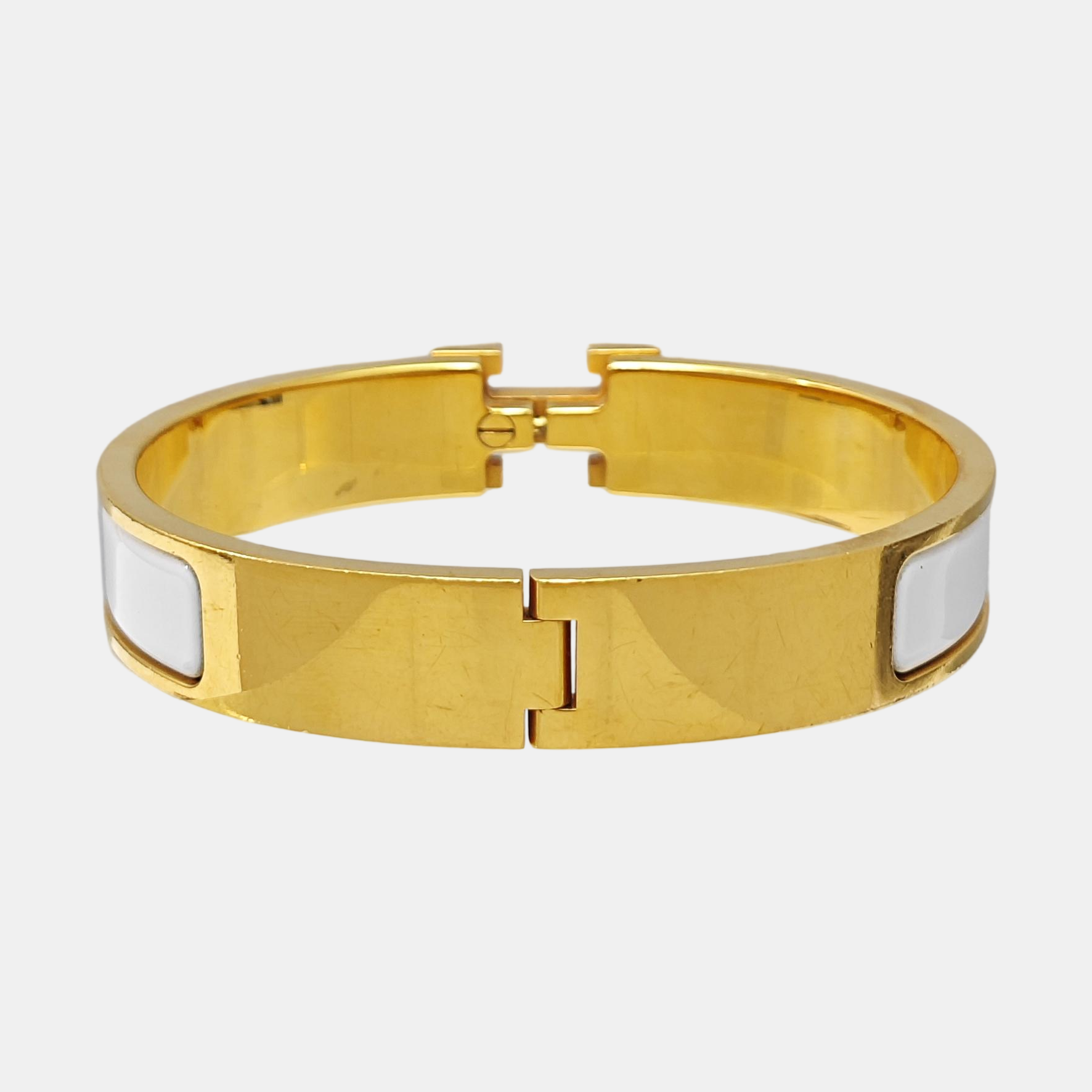 Clic H Metal White Bangle