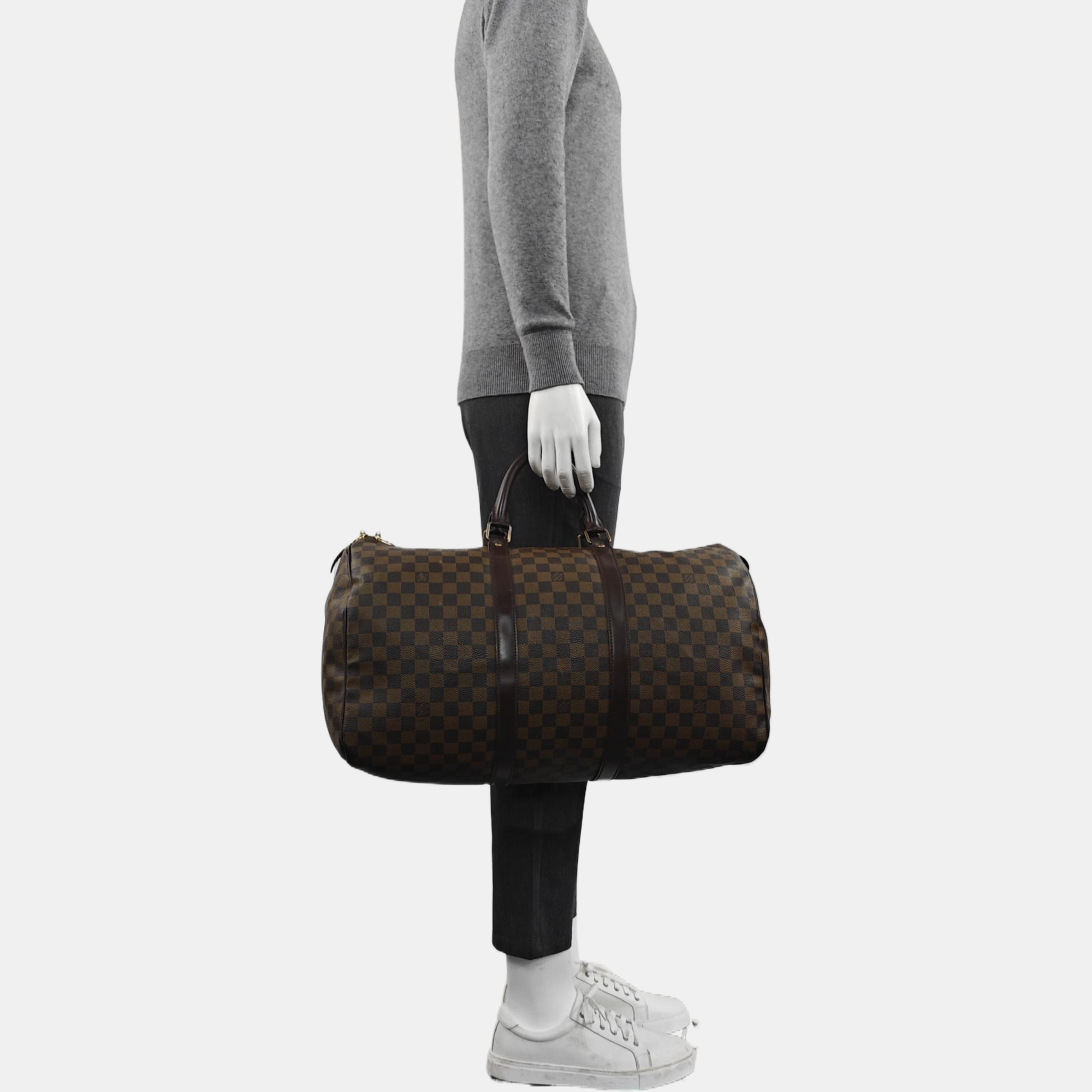 KEEPALL 50 Damier Ebene Coated Canvas Brown