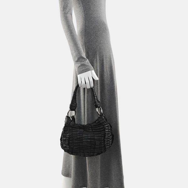 Quilted Calfskin Top Handle Bag Black