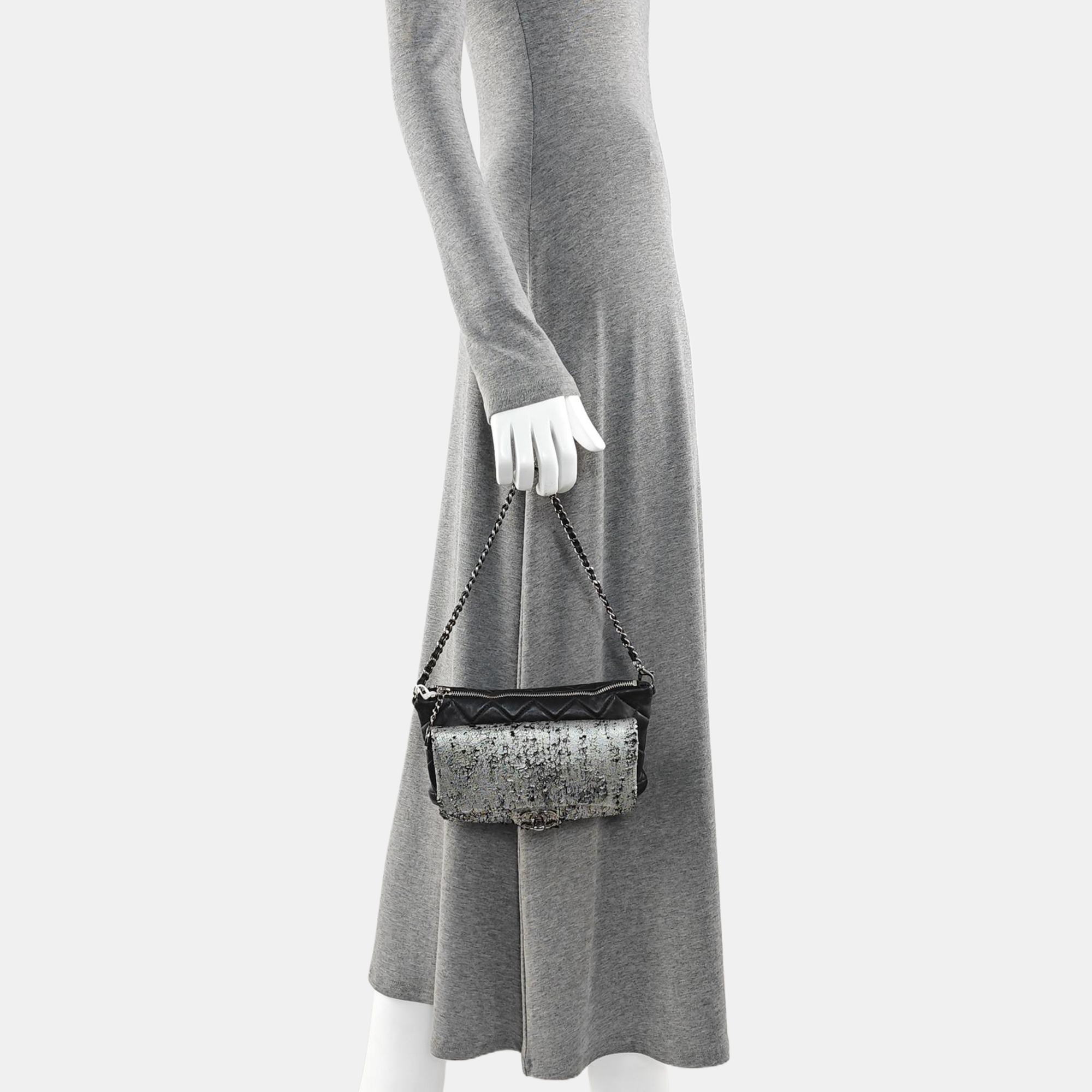 Lambskin Top Handle Bag Silver