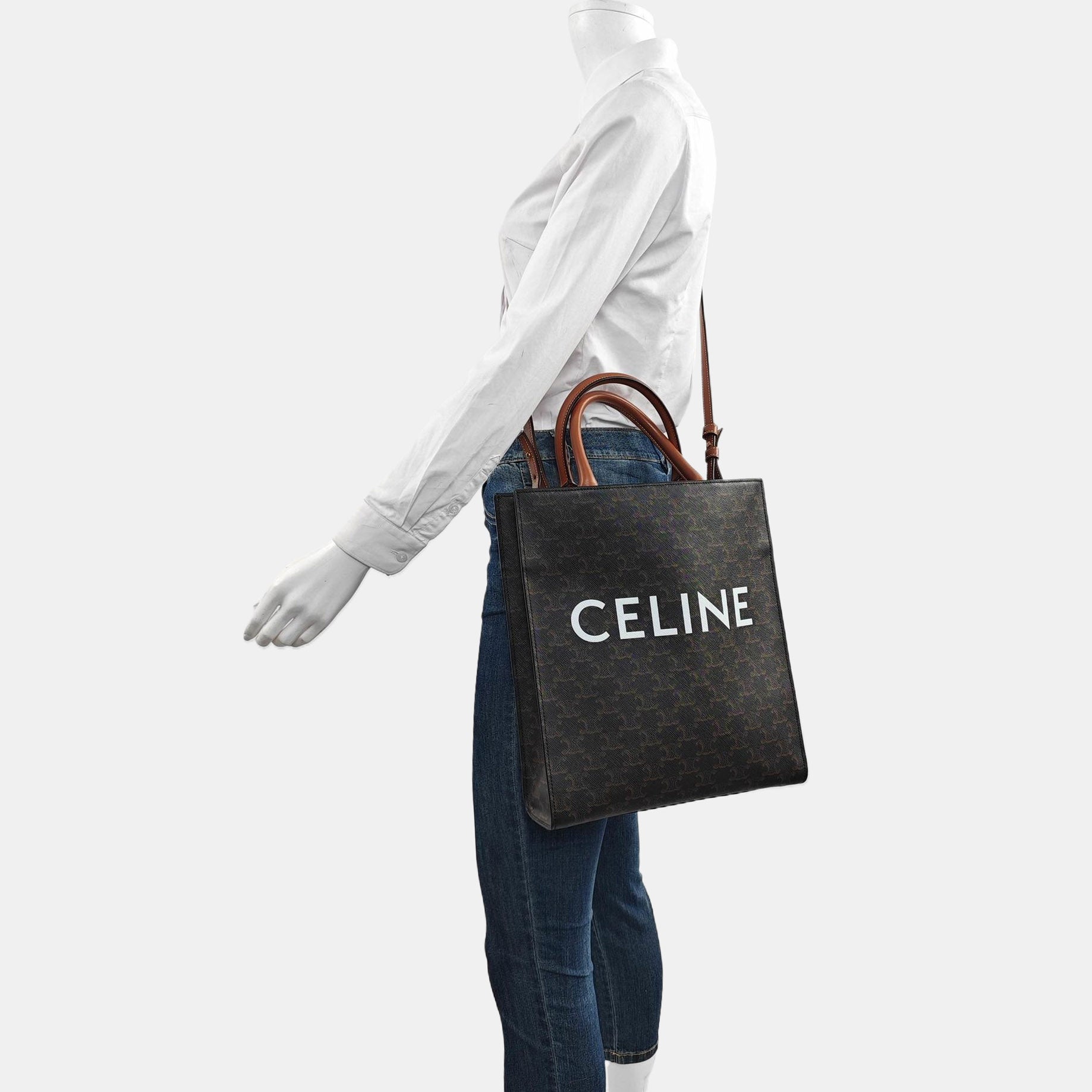 CABAS CELINE Small Coated Canvas Brown