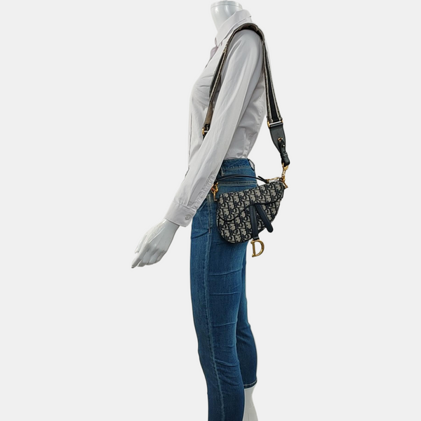 Authenticated pre-owned  Saddle Mini Oblique Canvas Blue - Shoulder Bag at Looply