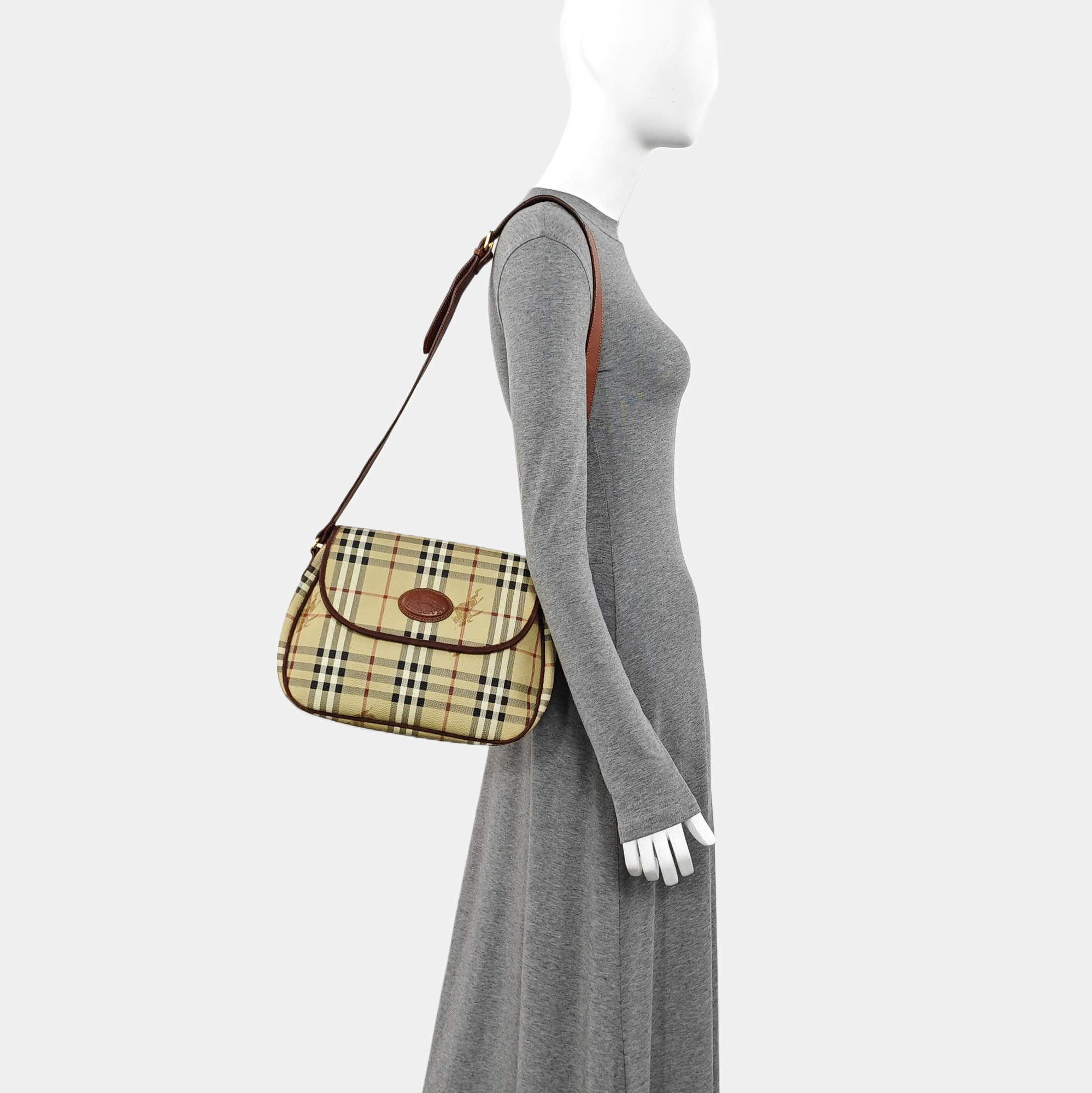 Coated Canvas Shoulder Bag Beige
