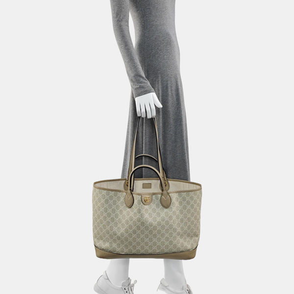 Ophidia Medium Monogram Coated Canvas Beige