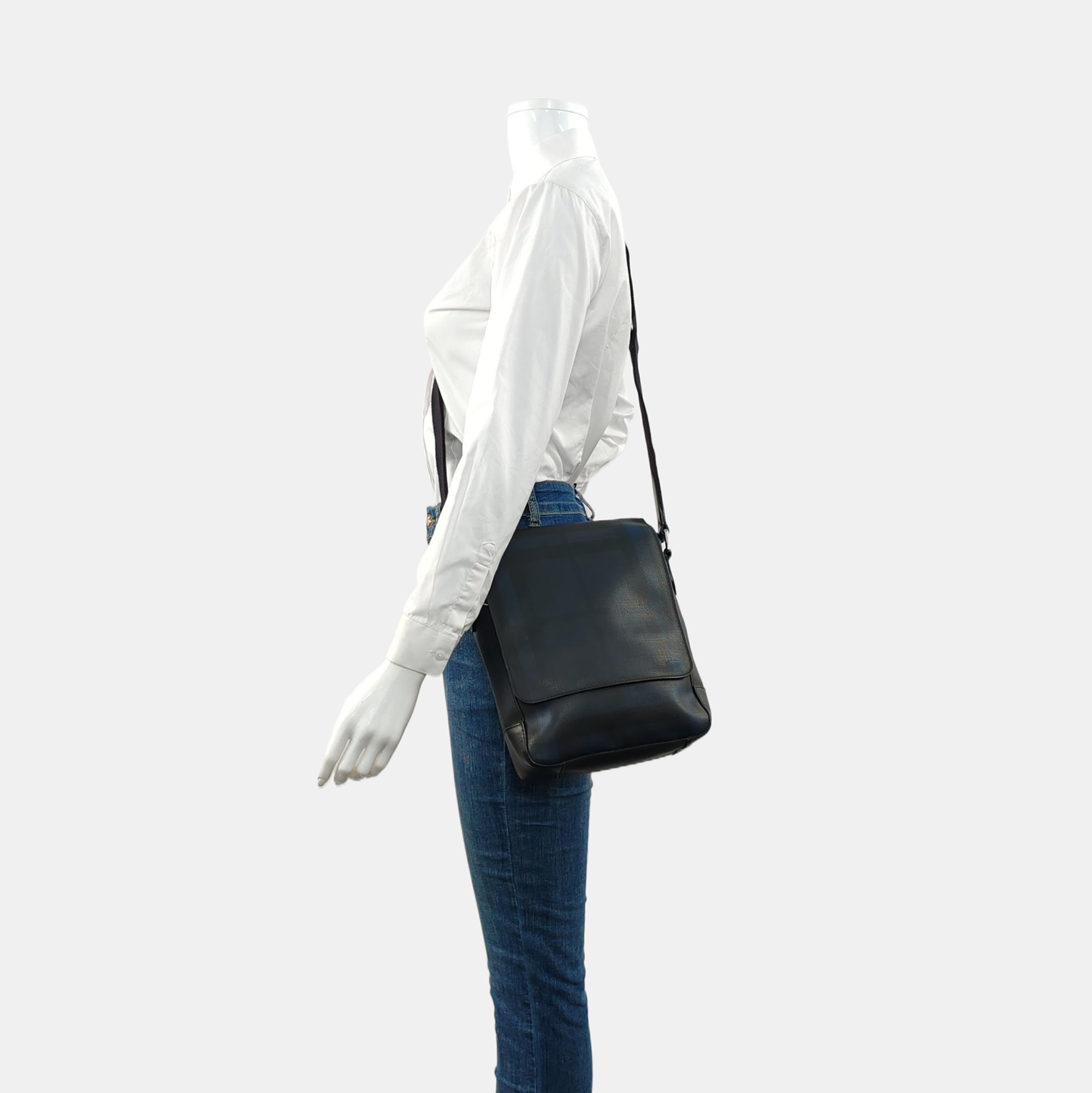 Coated Canvas Crossbody Bag Black