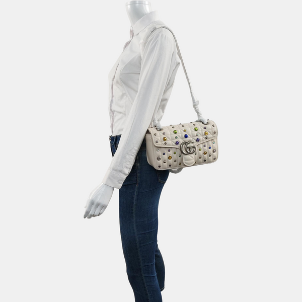 GG Marmont Medium Quilted Calfskin White
