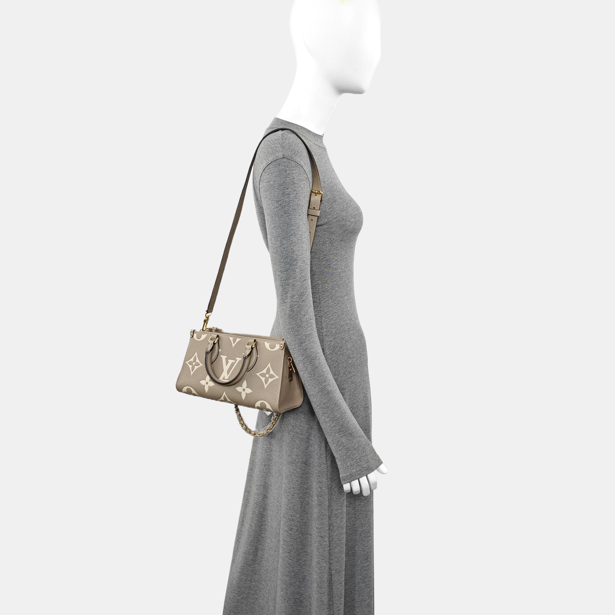 ONTHEGO EAST WEST PM Monogram Calfskin Gray