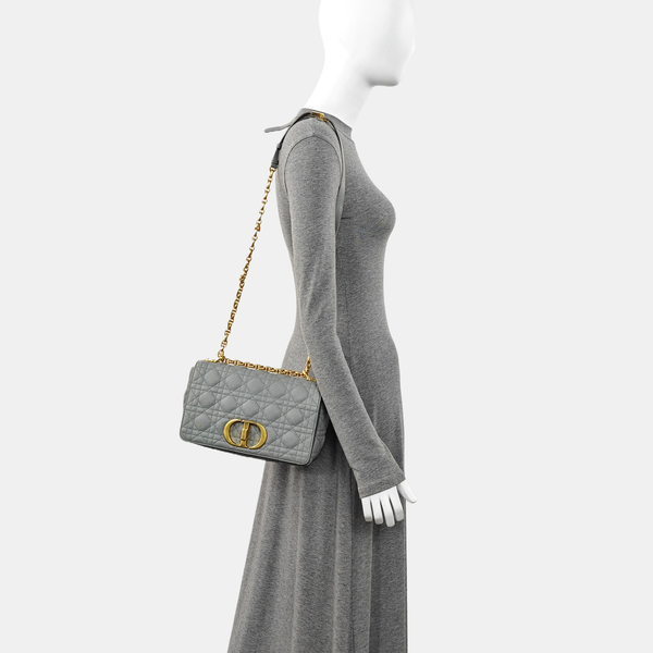 Dior Caro Medium Cannage Calfskin Gray