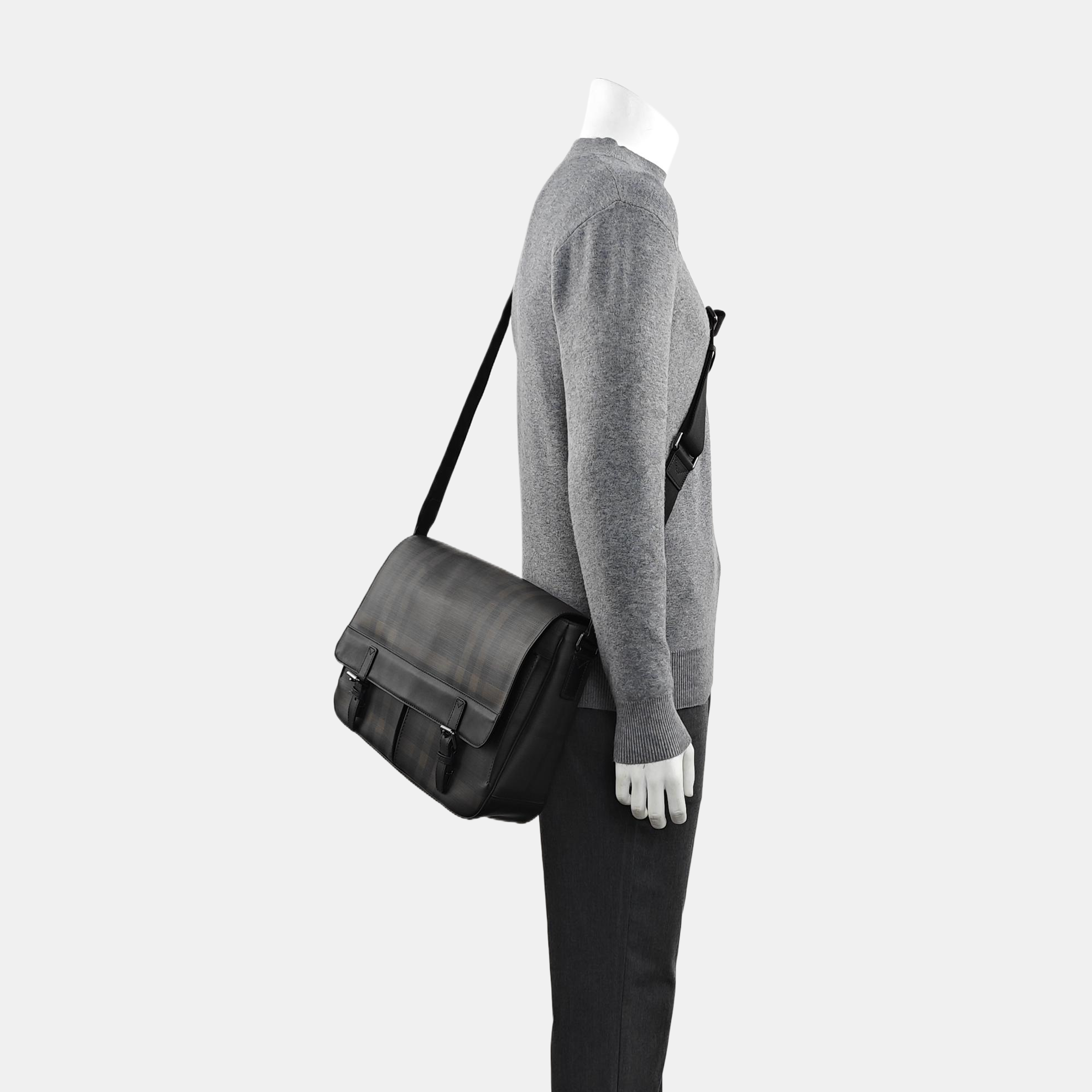 Coated Canvas Crossbody Bag Large Black
