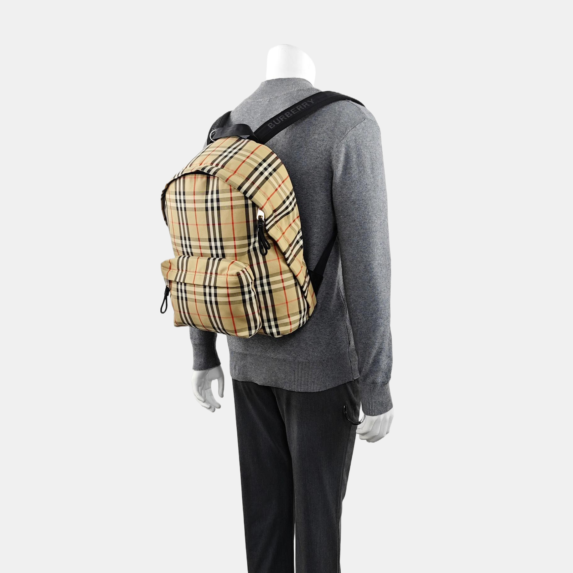 Quilted Fabric Backpack Beige