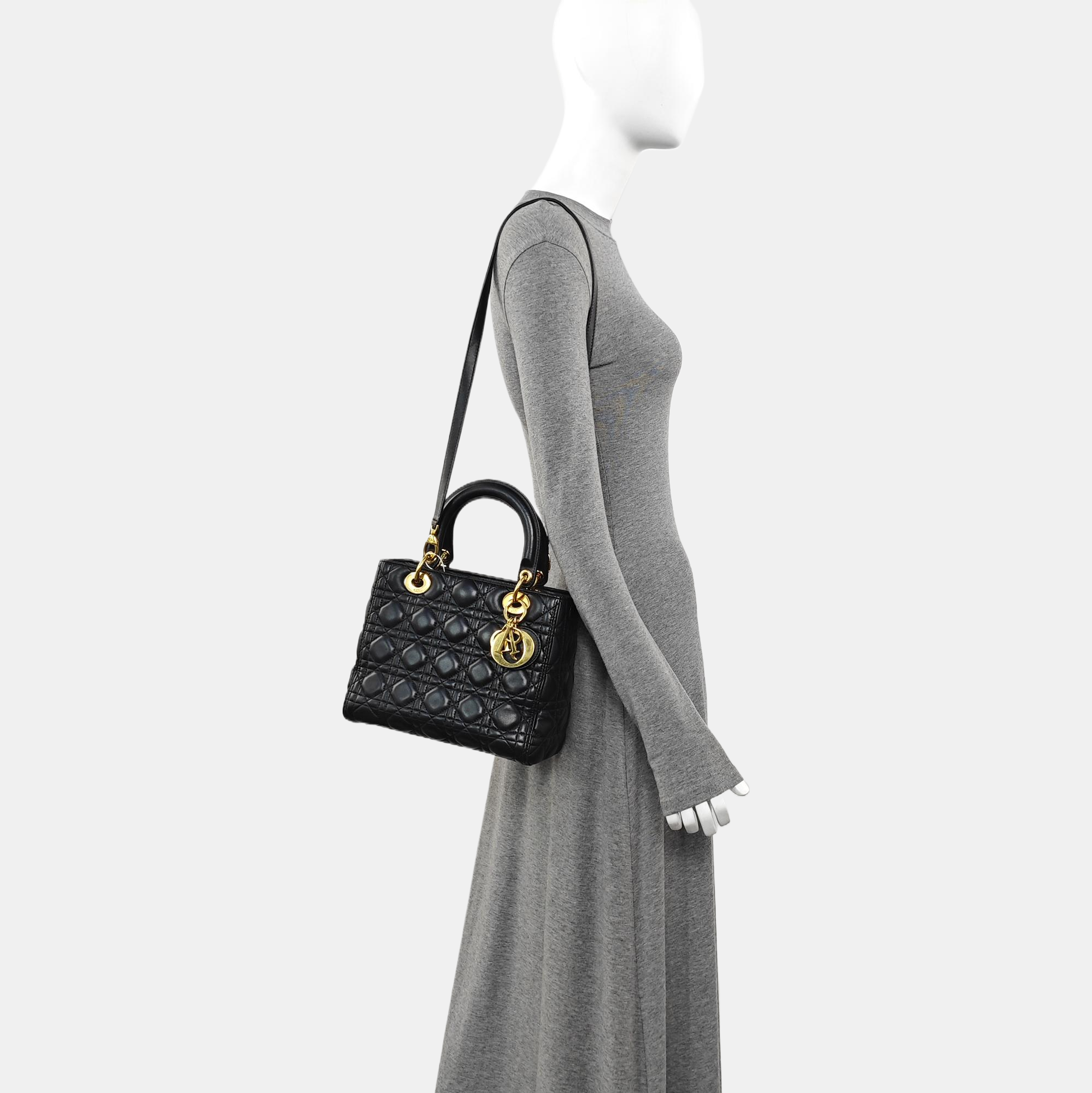 Lady Dior Medium Cannage Lambskin Black