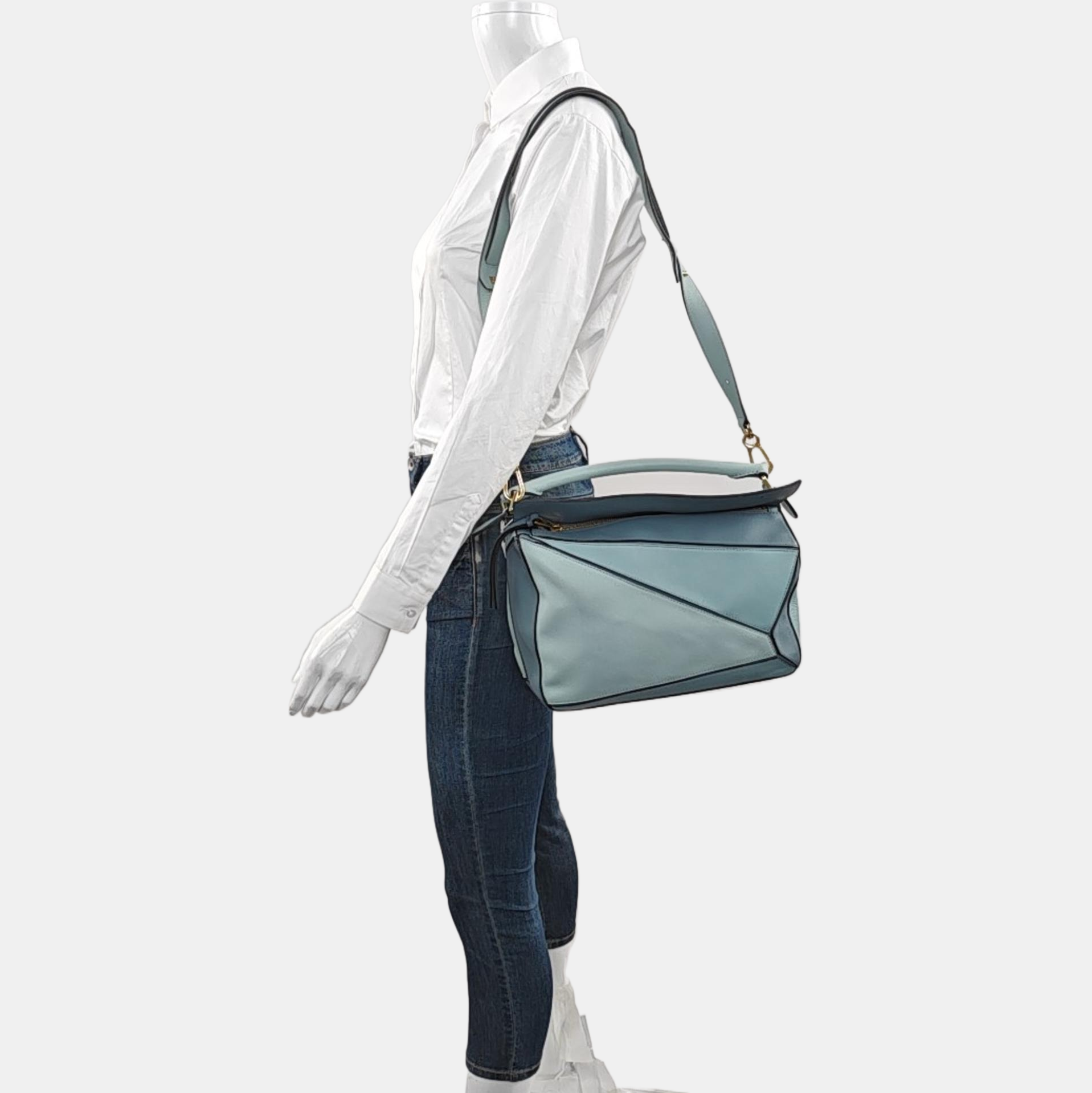 Authenticated pre-owned  Puzzle Medium Calfskin Blue - Shoulder Bag at Looply