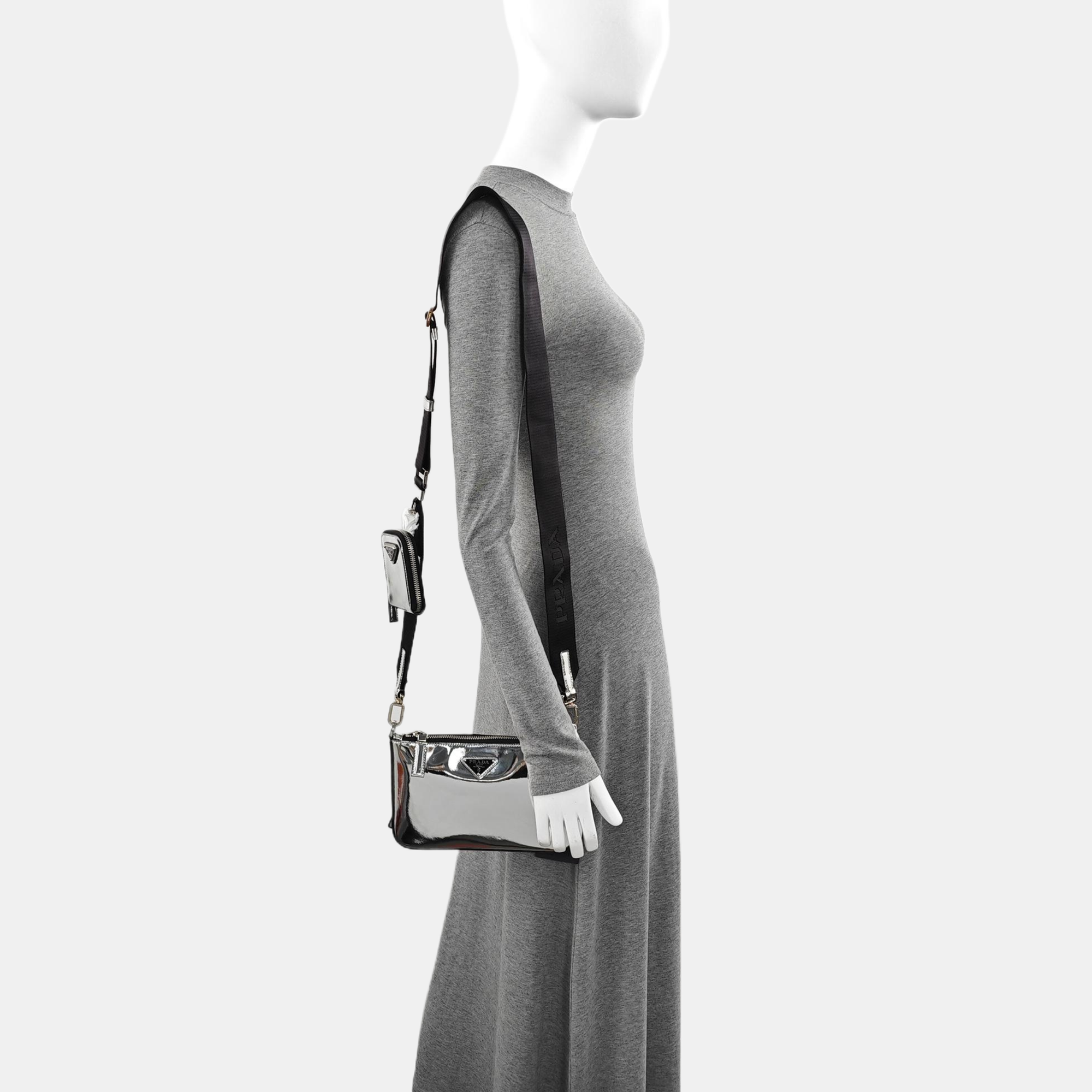 Patent Leather Shoulder Bag Silver